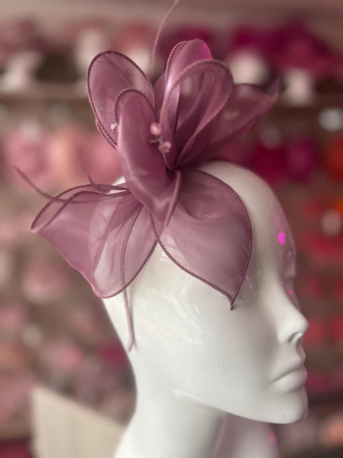 Pearlescent Organza Mulberry Fascinator Headband-Fascinators Direct