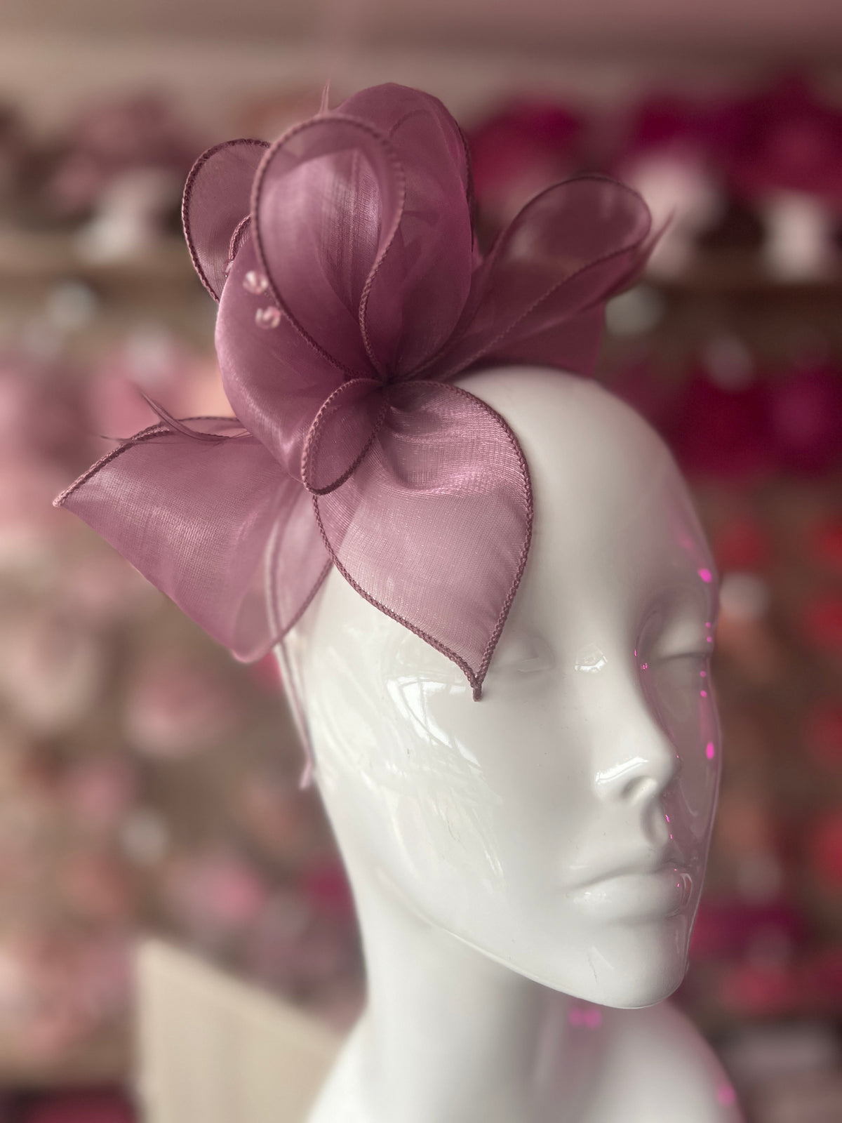 Pearlescent Organza Mulberry Fascinator Headband-Fascinators Direct