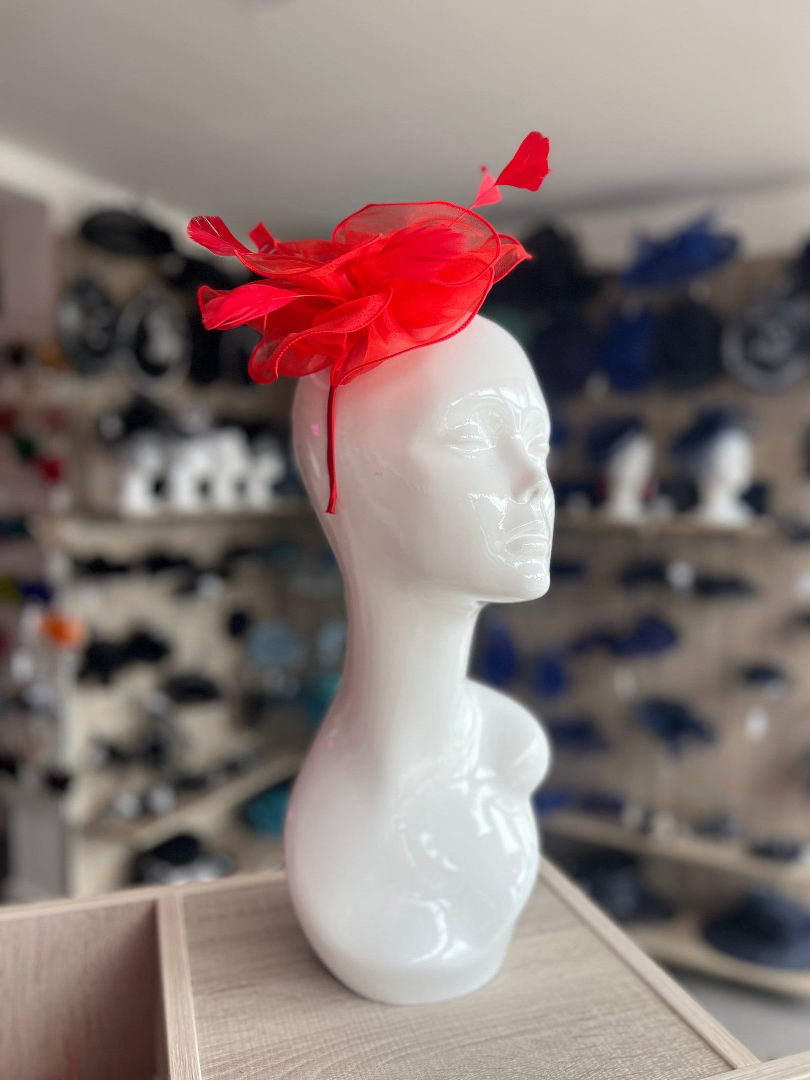 Pearlescent Red Chiffon Flower Fascinator-Fascinators Direct