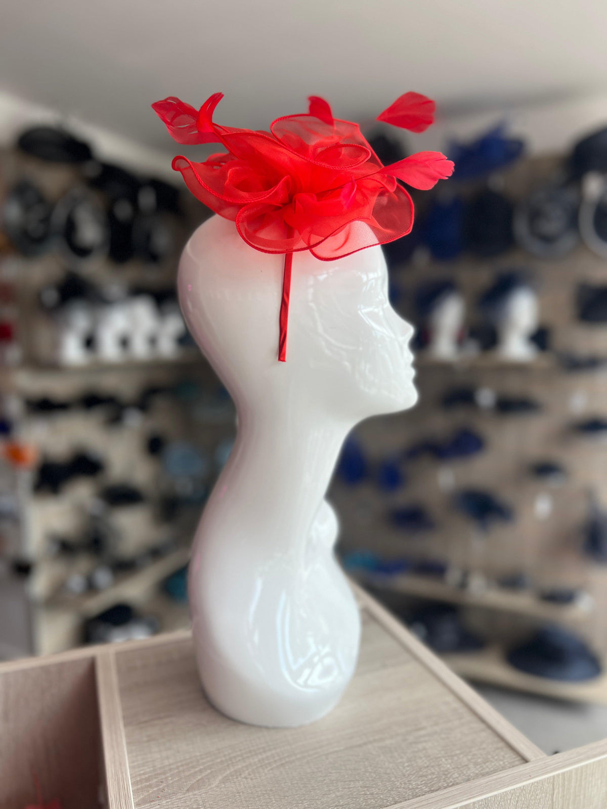 Pearlescent Red Chiffon Flower Fascinator-Fascinators Direct