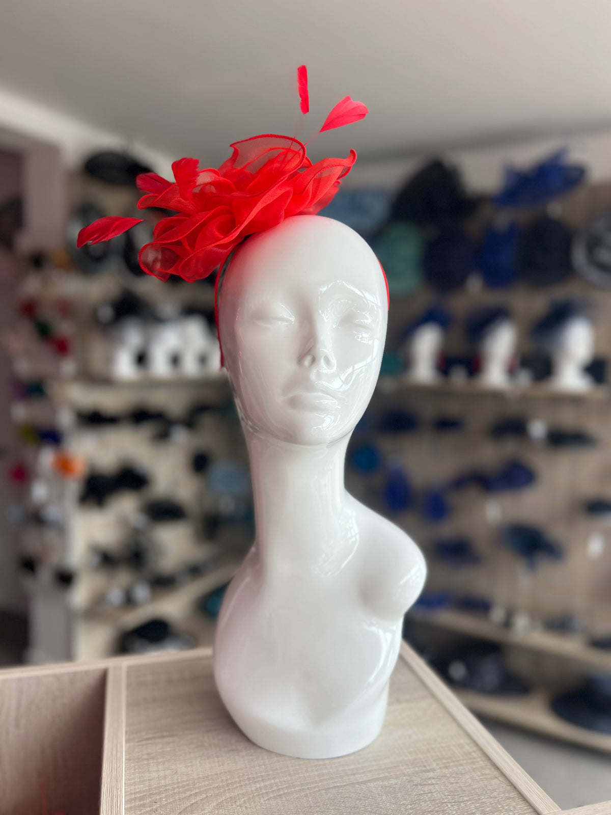 Pearlescent Red Chiffon Flower Fascinator-Fascinators Direct