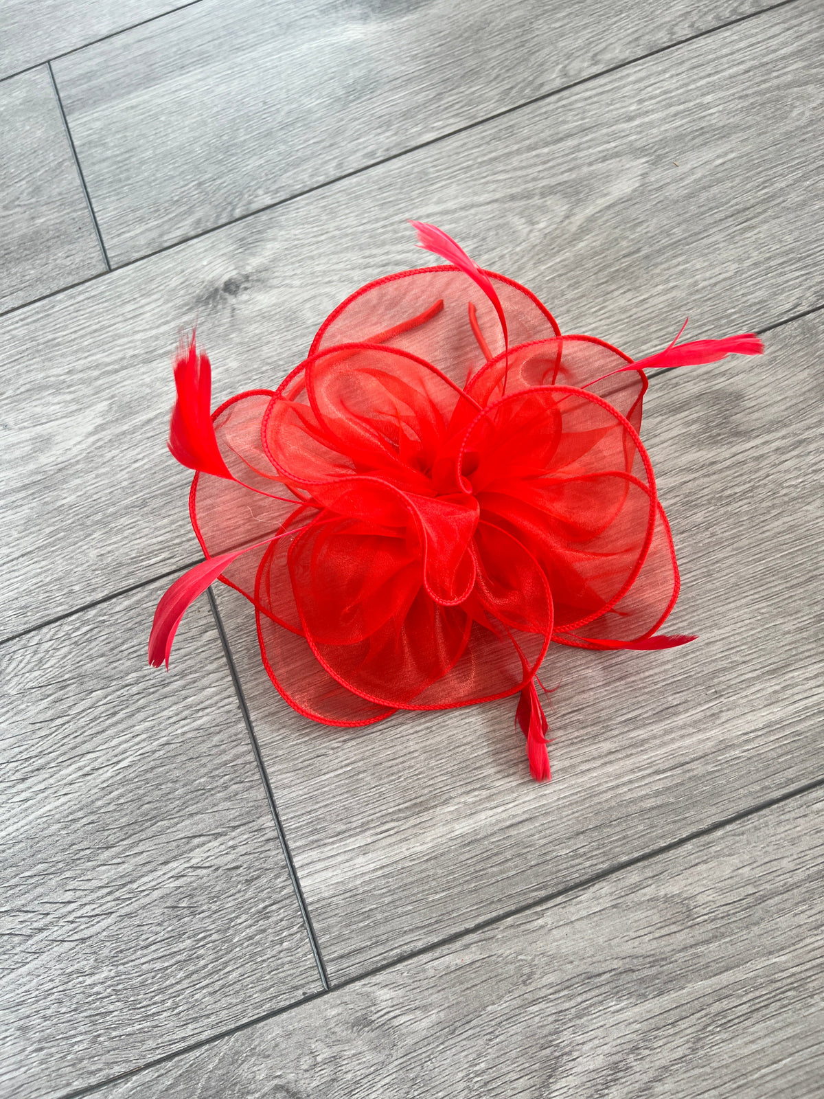 Pearlescent Red Chiffon Flower Fascinator-Fascinators Direct