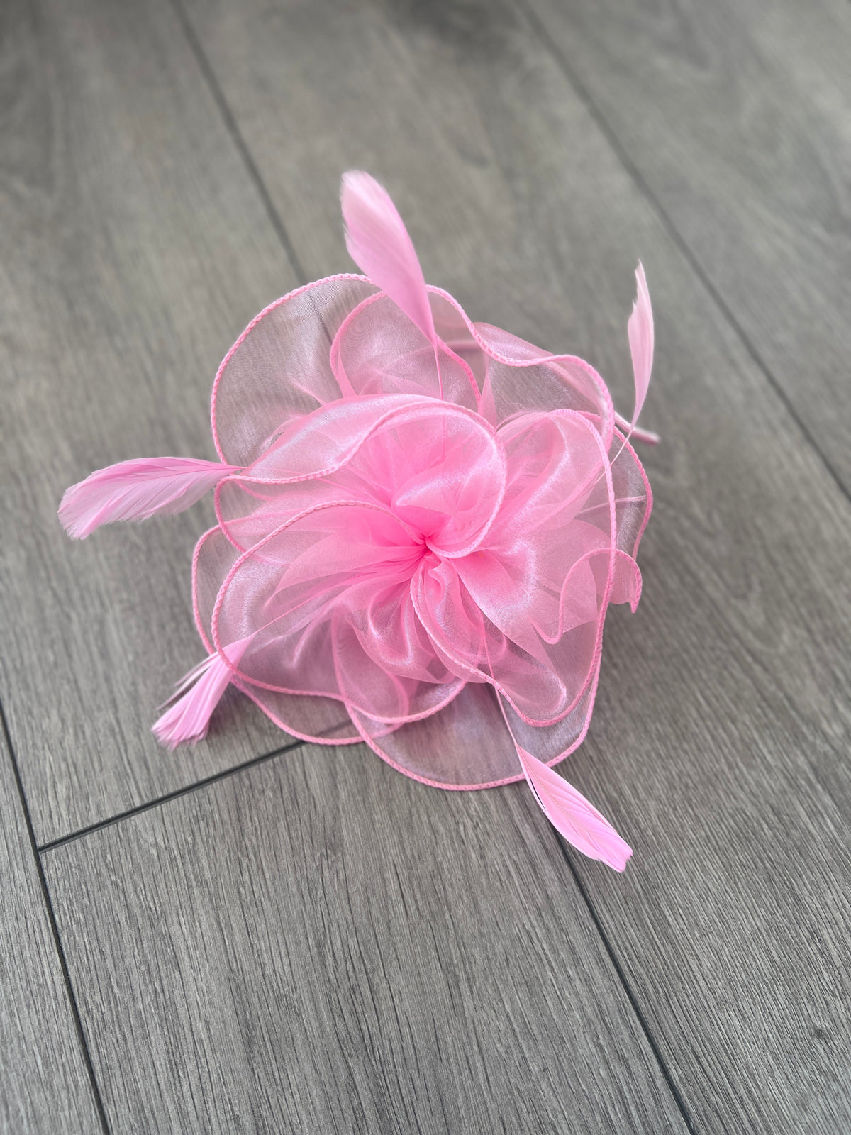 Pearlescent Rose Pink Chiffon Flower Fascinator-Fascinators Direct