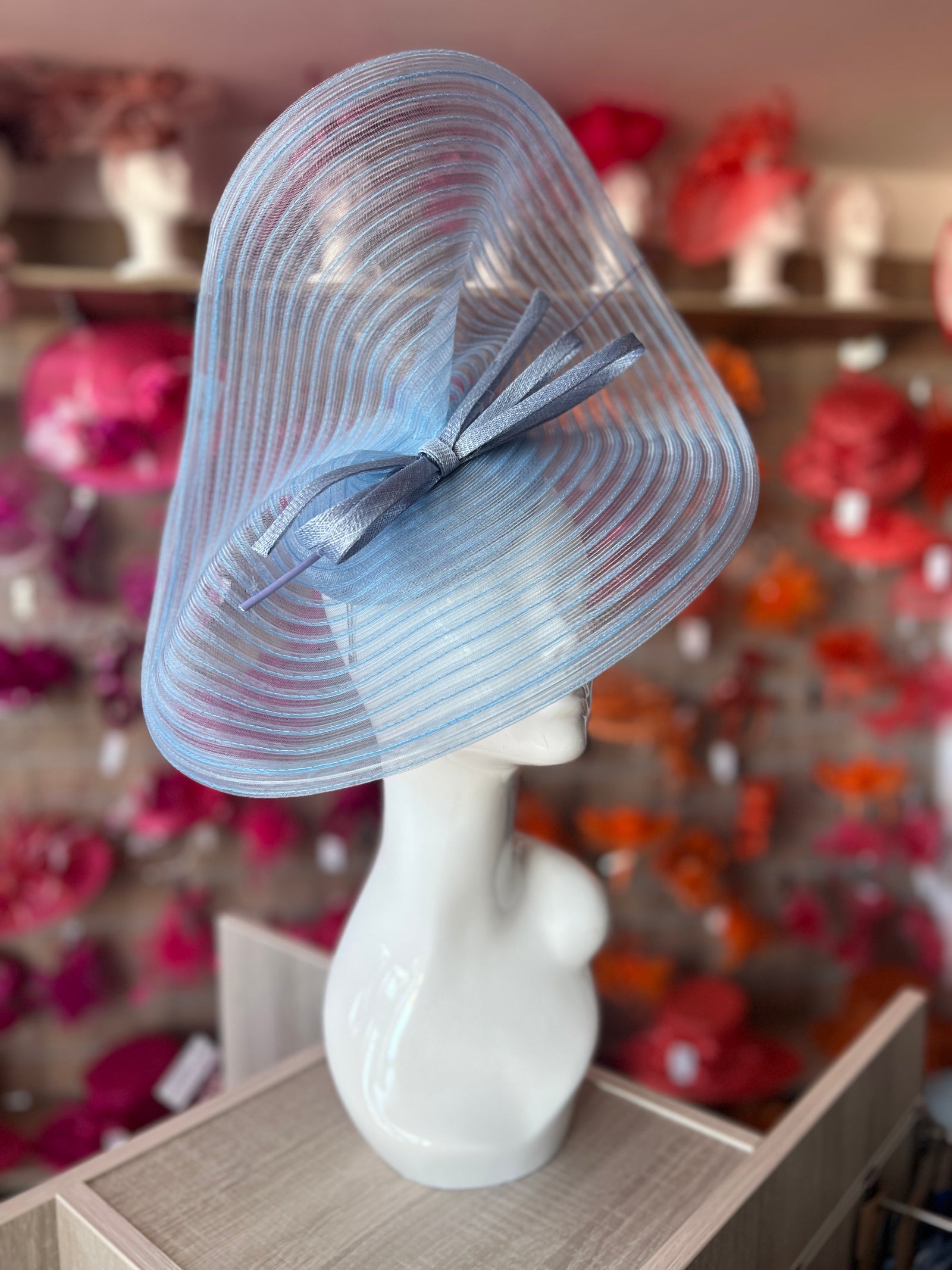 Periwinkle Crinoline Hatinator with Bow-Fascinators Direct