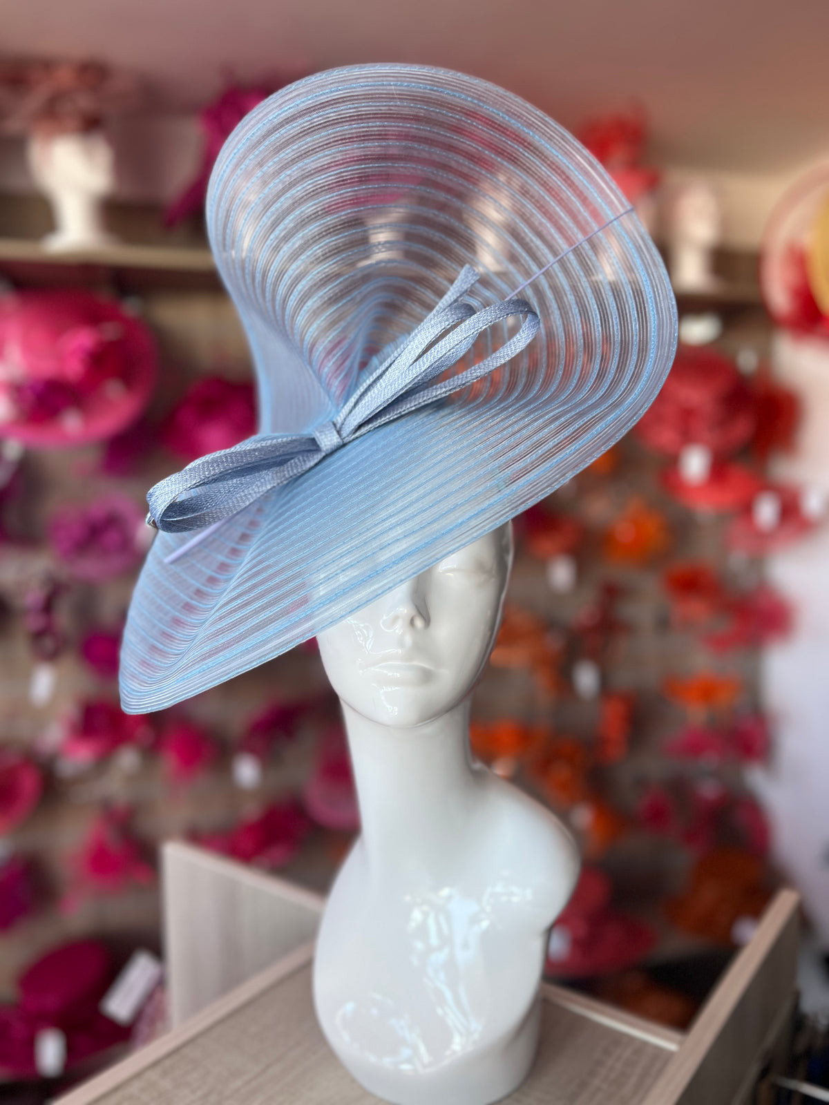 Periwinkle Crinoline Hatinator with Bow-Fascinators Direct