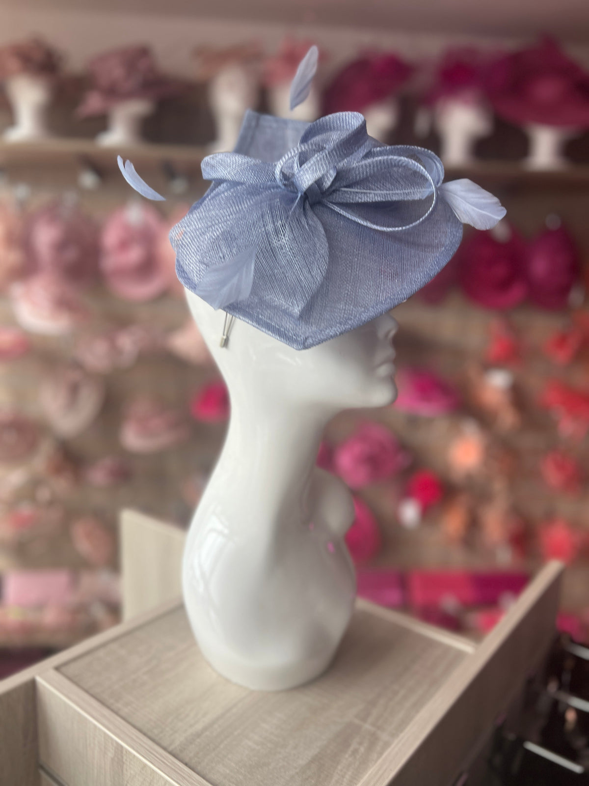 Periwinkle Disc Fascinator with Decorative Bow-Fascinators Direct
