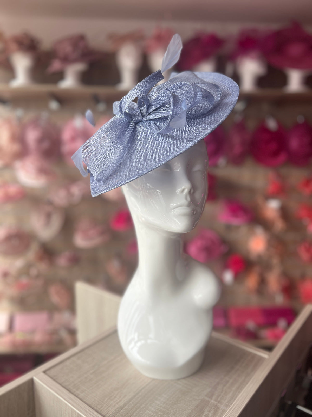 Periwinkle Disc Fascinator with Decorative Bow-Fascinators Direct