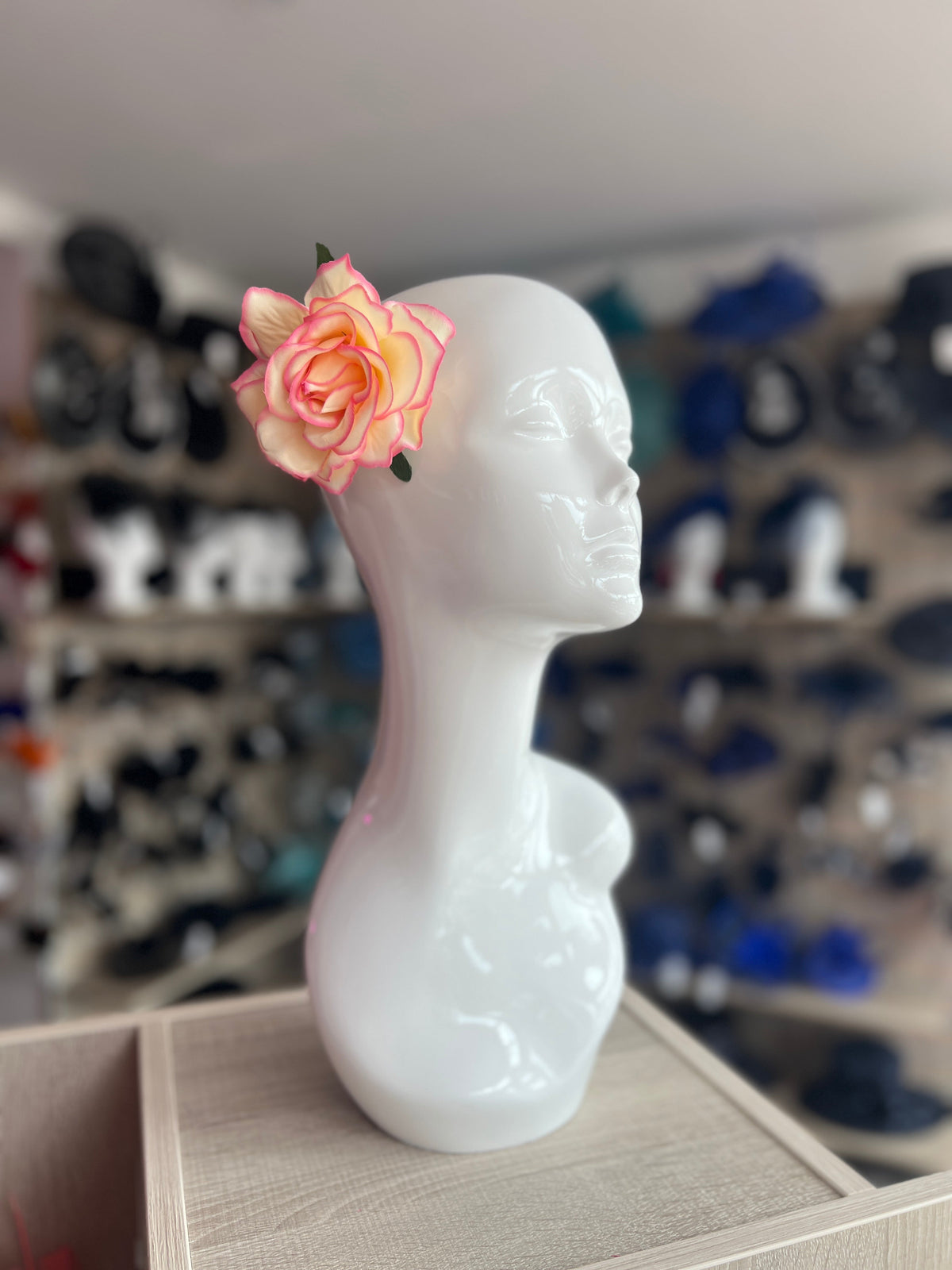 Pink &amp; Cream Variegated Rose Hair Clip-Fascinators Direct