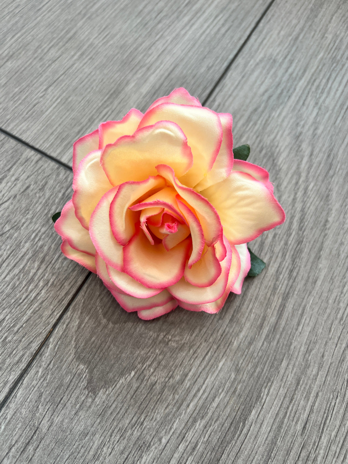 Pink &amp; Cream Variegated Rose Hair Clip-Fascinators Direct