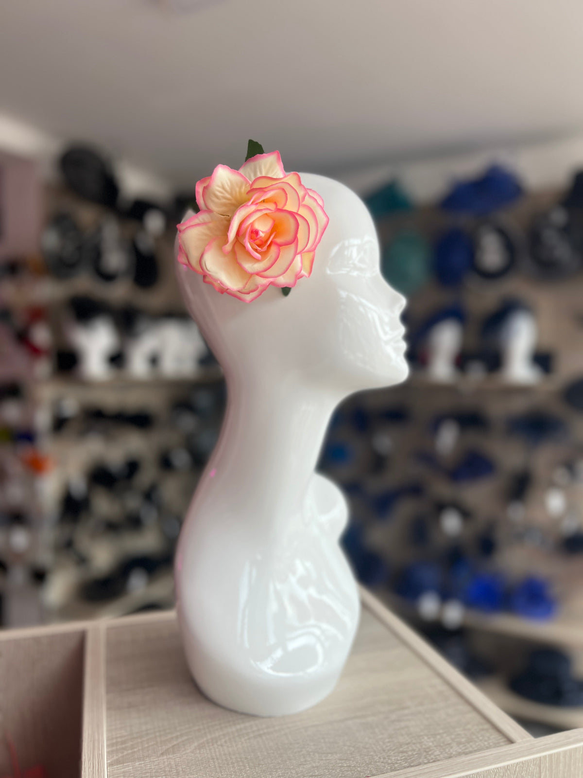 Pink &amp; Cream Variegated Rose Hair Clip-Fascinators Direct
