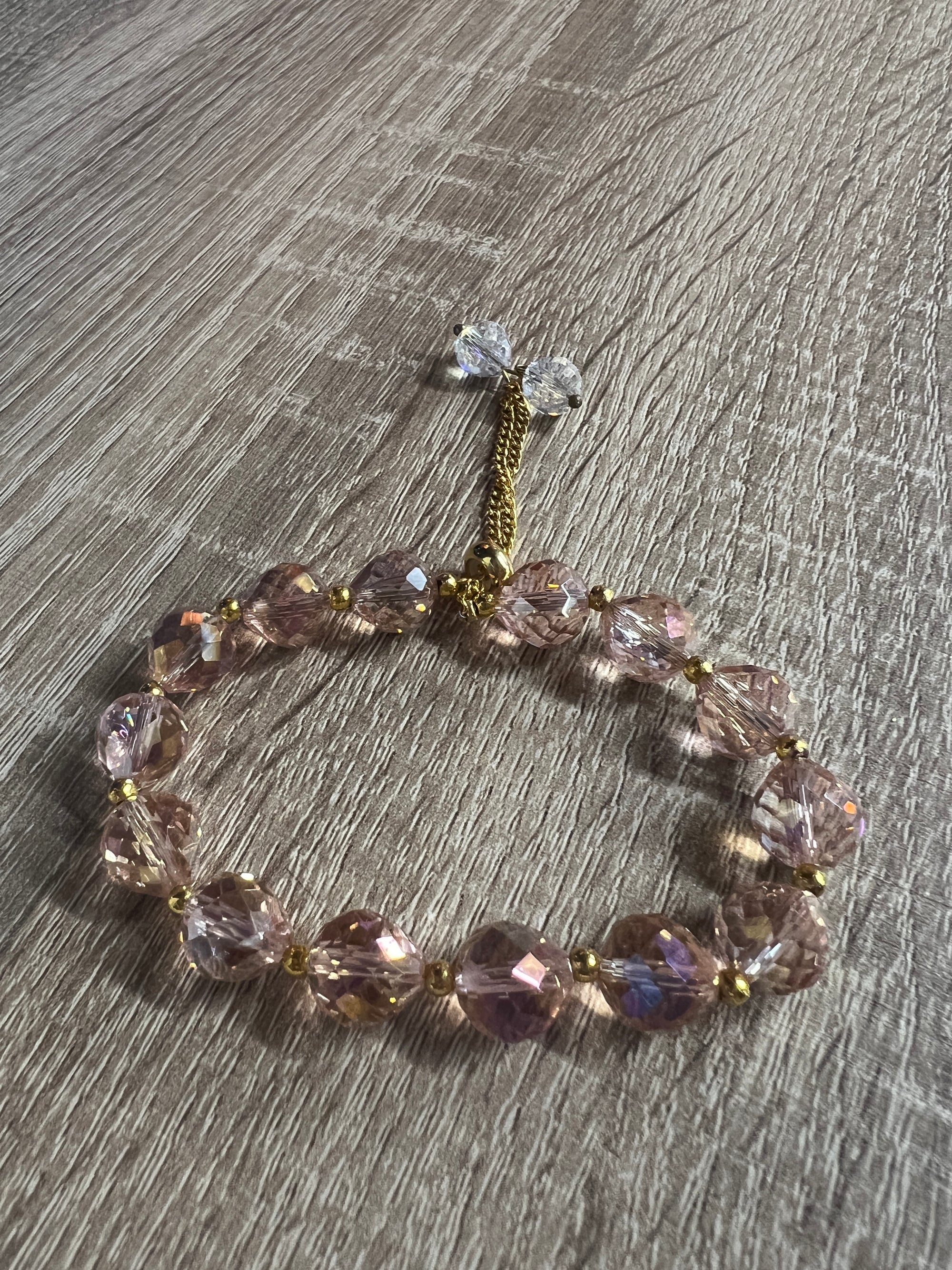 Pink Crystal Bead Bracelet-Fascinators Direct