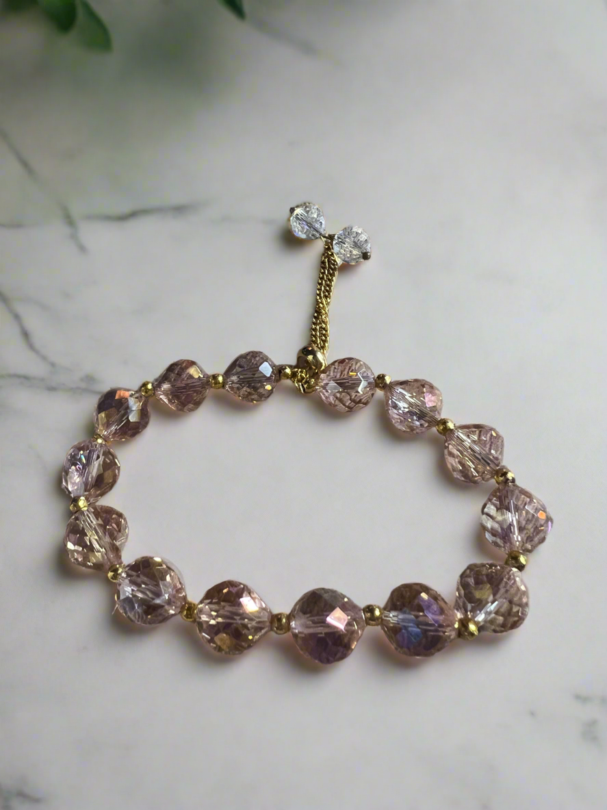 Pink Crystal Bead Bracelet-Fascinators Direct