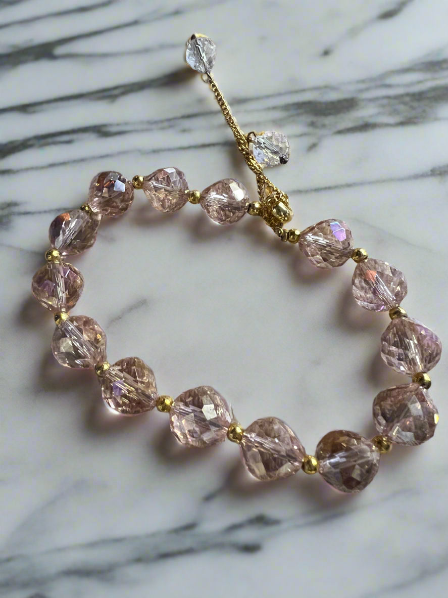 Pink Crystal Bead Bracelet-Fascinators Direct