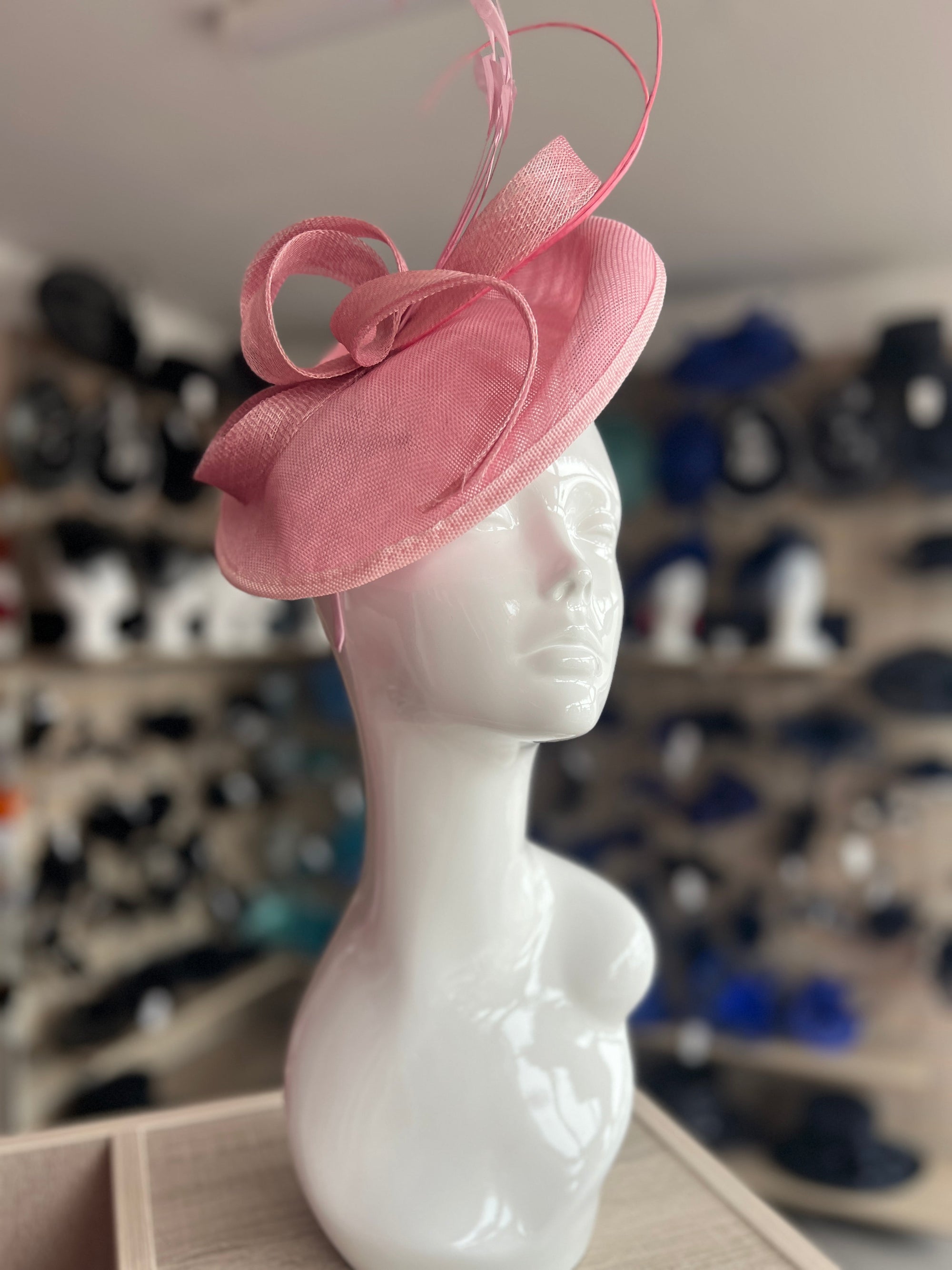 Pink Fascinator Hat with Twin Quills & Sinamay Loops-Fascinators Direct