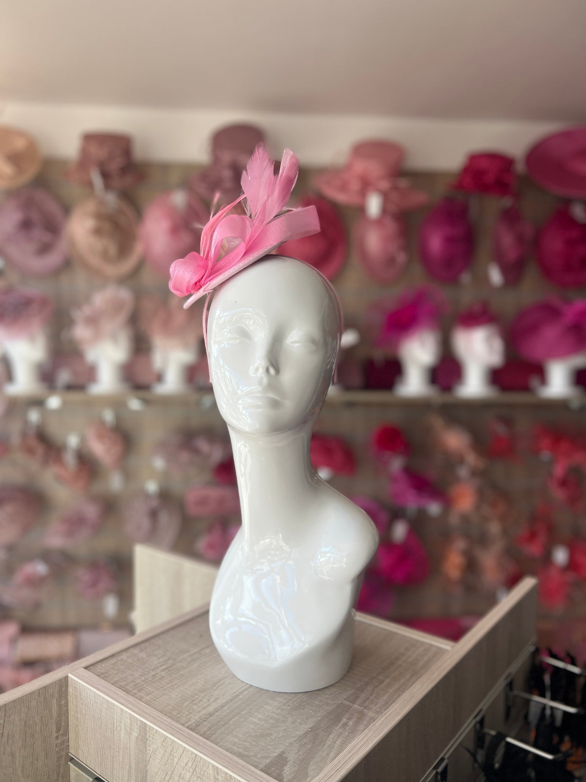 Pink Fascinator Headband With Looped Crin &amp; Feathers-Fascinators Direct