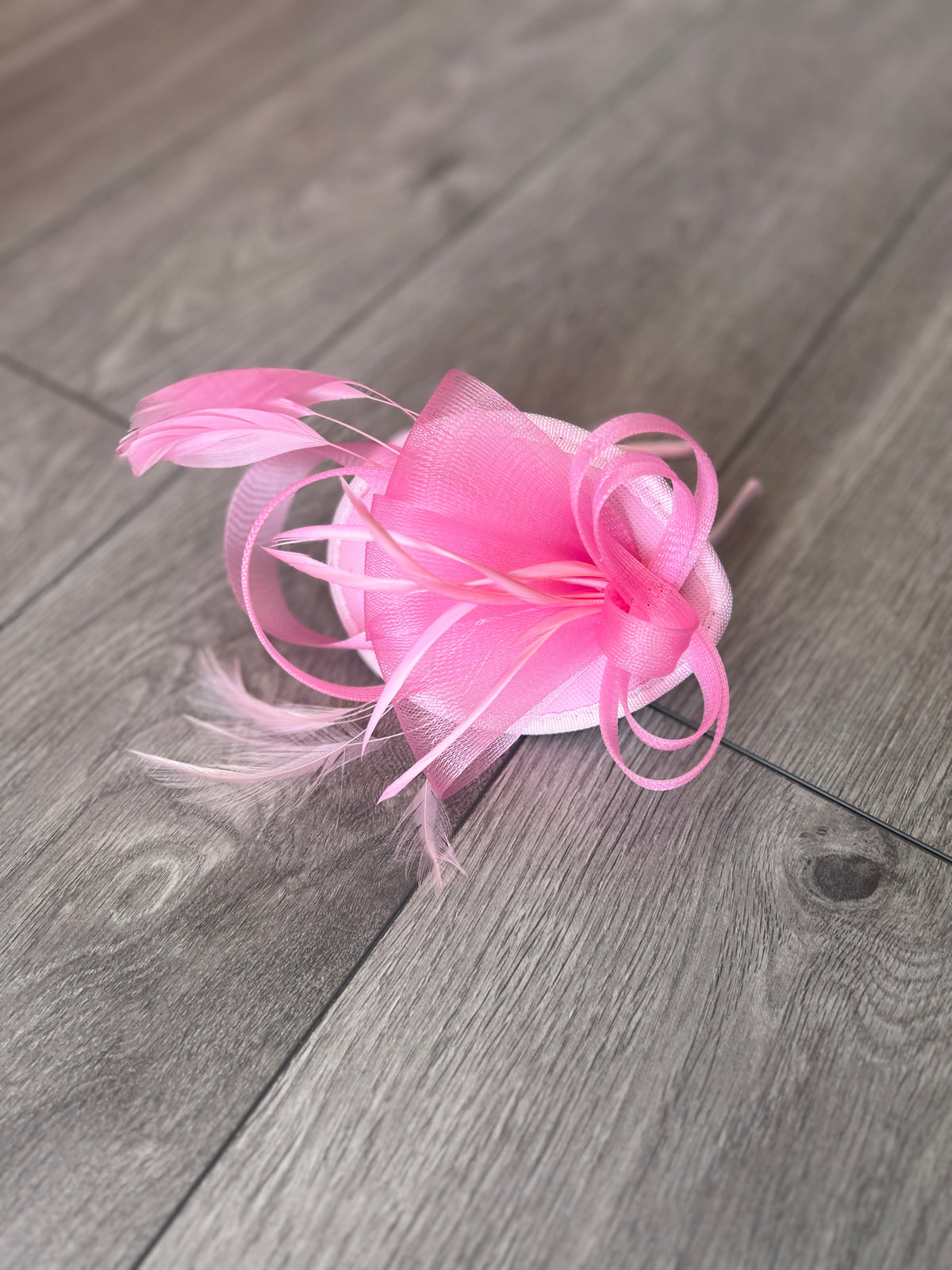 Pink Fascinator Headband With Looped Crin &amp; Feathers-Fascinators Direct