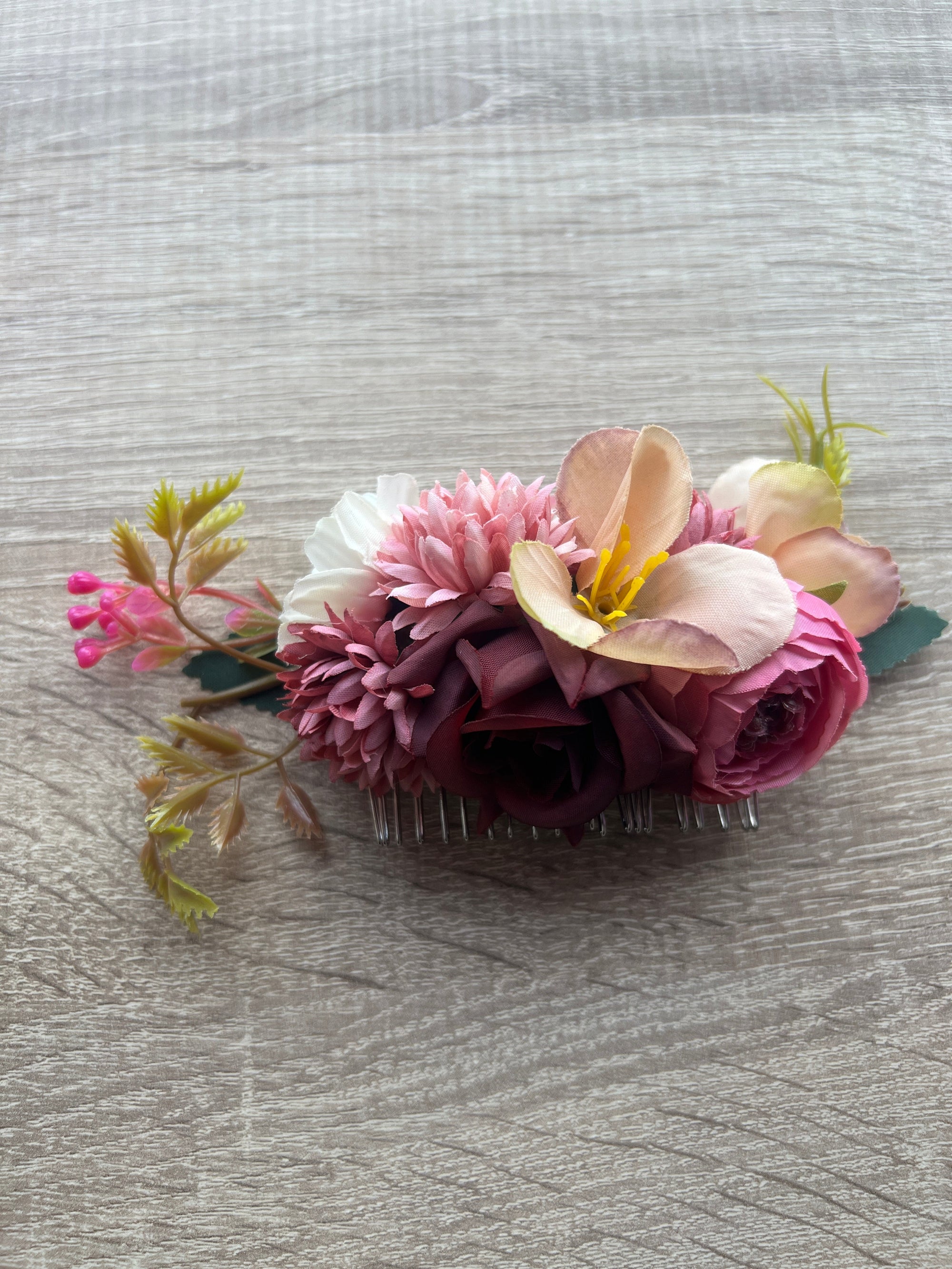 Pink Floral Hair Comb Fascinator-Fascinators Direct