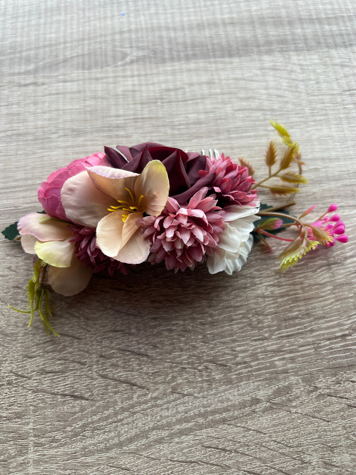 Pink Floral Hair Comb Fascinator-Fascinators Direct