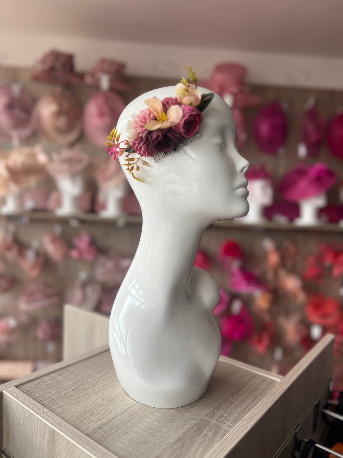 Pink Floral Hair Comb Fascinator-Fascinators Direct