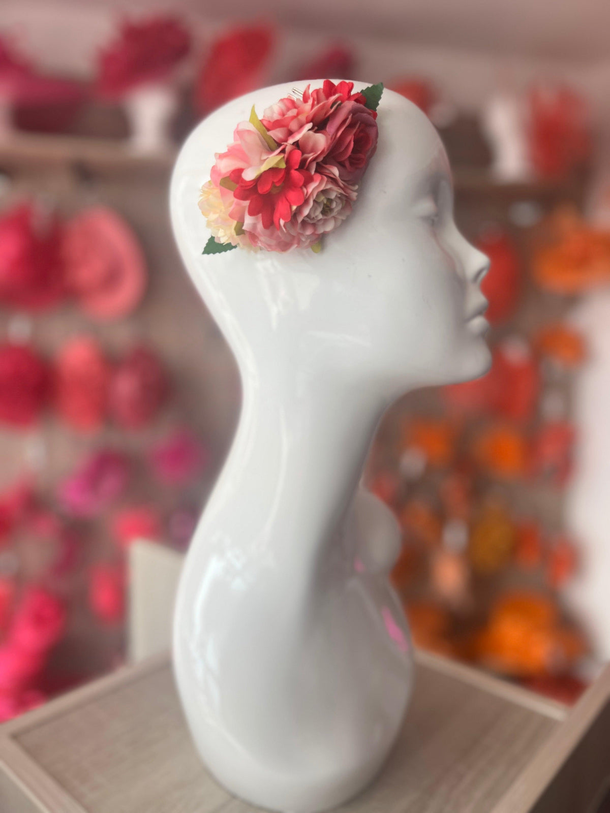 Pink Floral Hair Comb Fascinator-Fascinators Direct