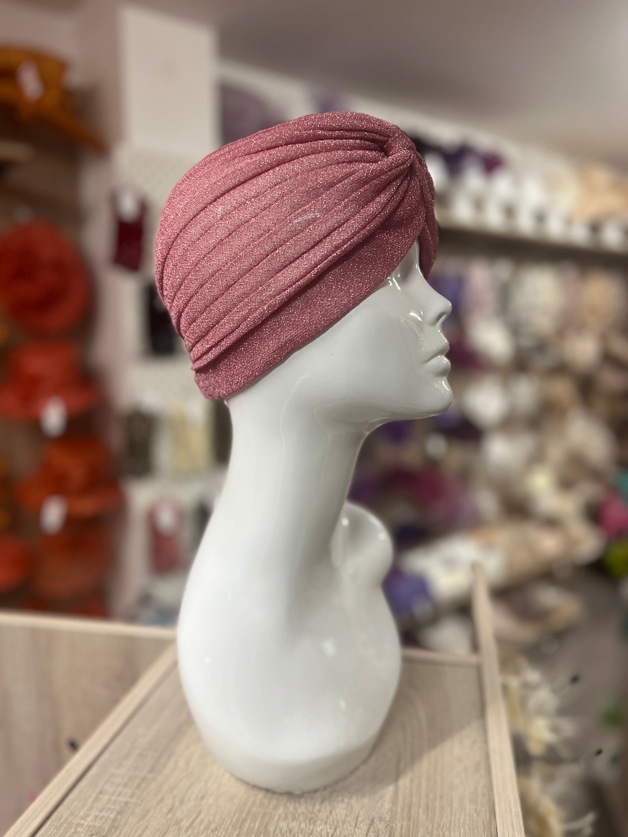 Pink Glitter Turban Hat-Fascinators Direct