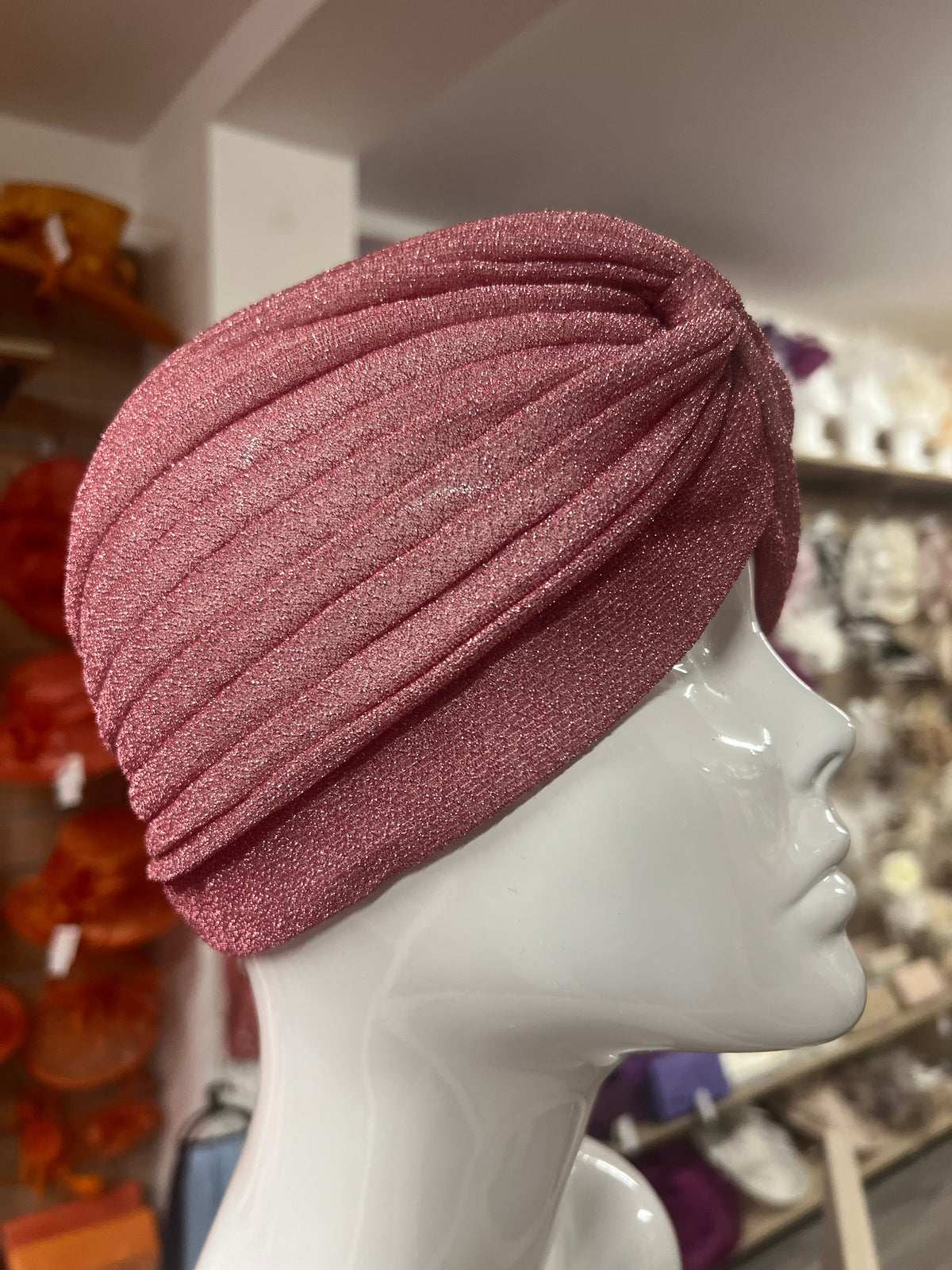 Pink Glitter Turban Hat-Fascinators Direct