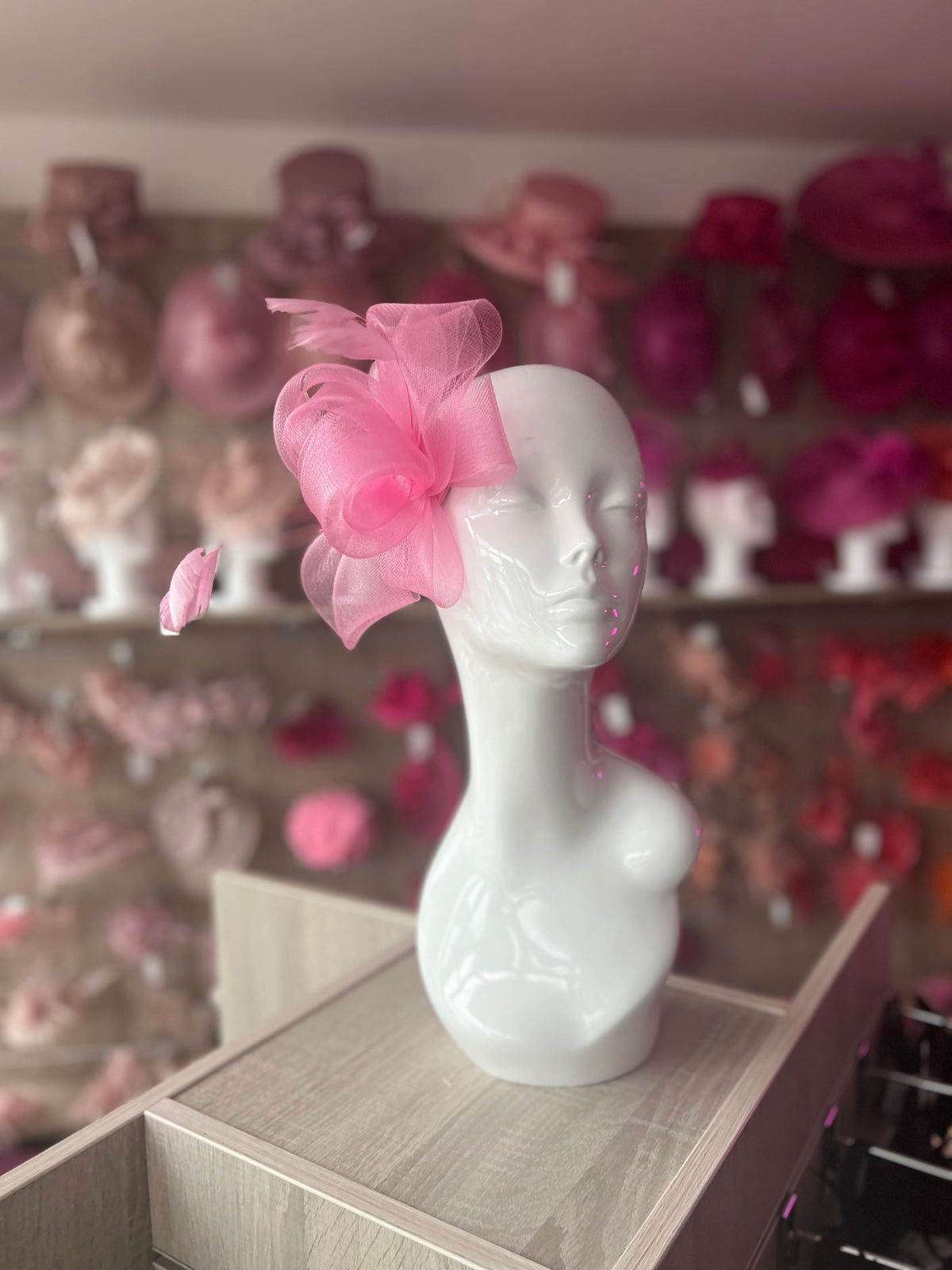 Pink Large Loop Fascinator With Feathers-Fascinators Direct