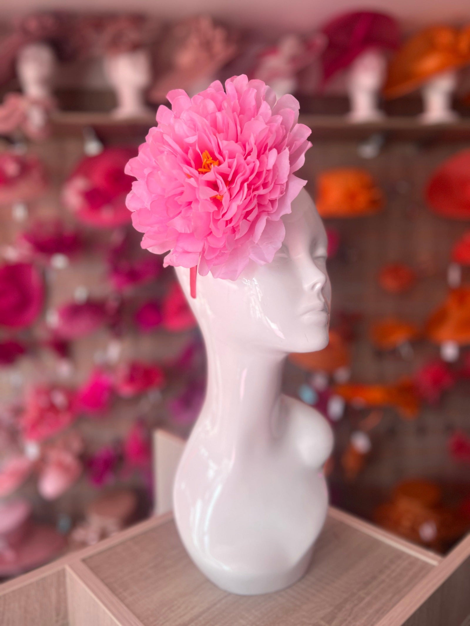Pink Large Peony Flower Headband-Fascinators Direct