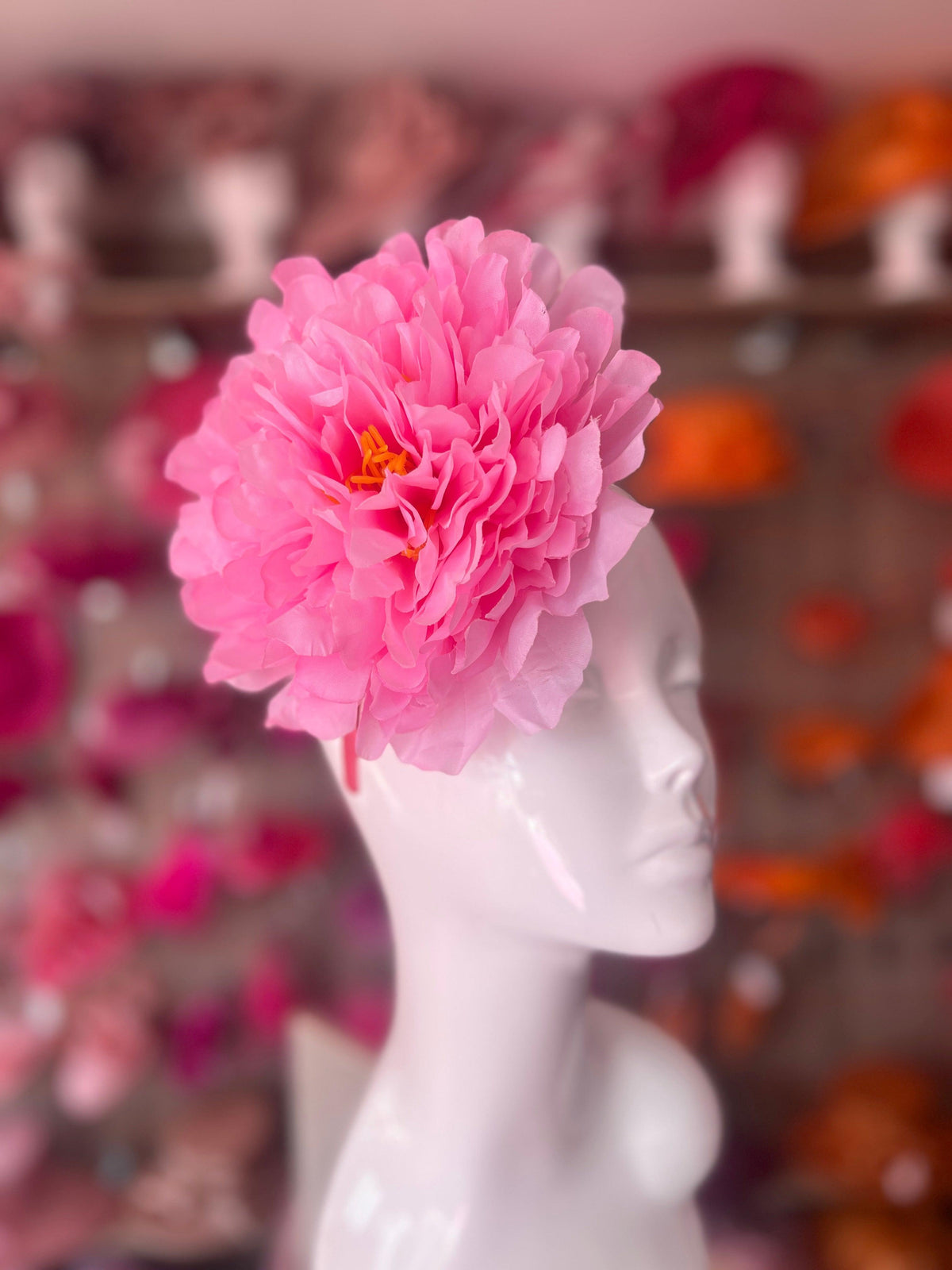 Pink Large Peony Flower Headband-Fascinators Direct