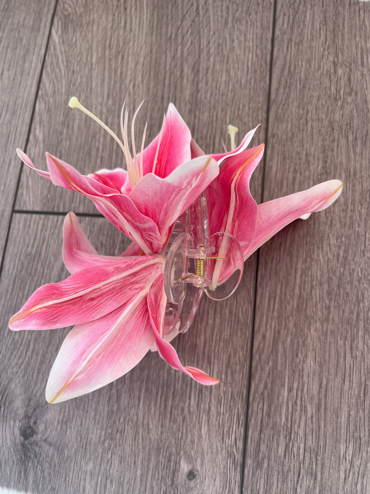 Pink Lily Flower Claw Clip-Fascinators Direct