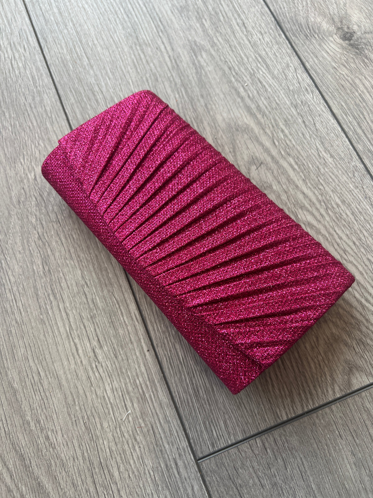 Pink Mini Glitter Pleated Clutch Bag-Fascinators Direct