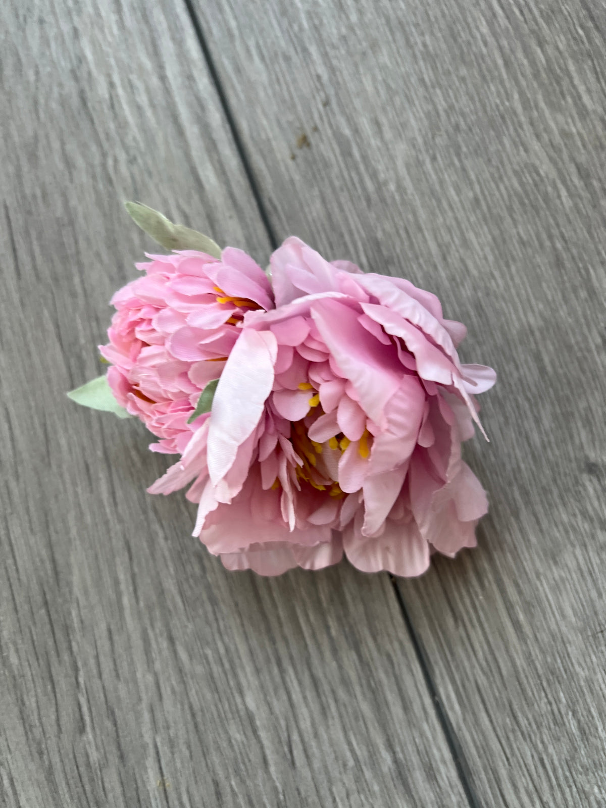 Pink Peony Flower Hair Clip with Pearls &amp; Leafs-Fascinators Direct