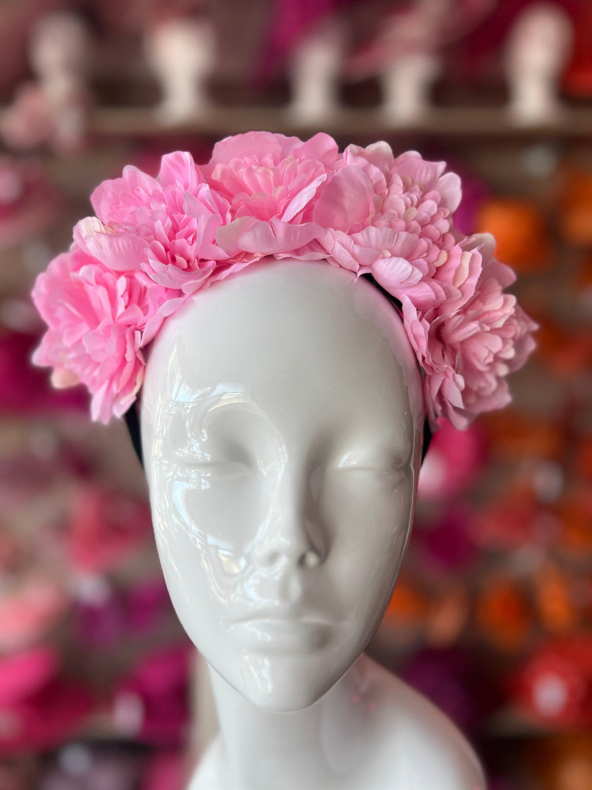 Pink Peony flower Crown Headband-Fascinators Direct