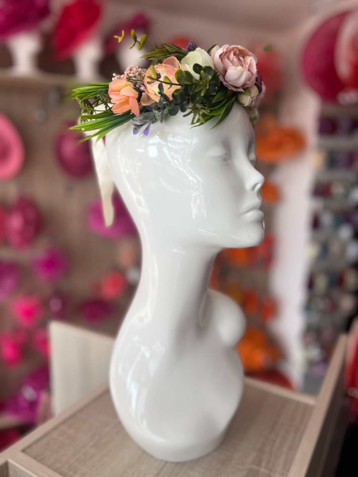 Pink &amp; Purple Vintage Peony Flower Crown Hair Garland-Fascinators Direct