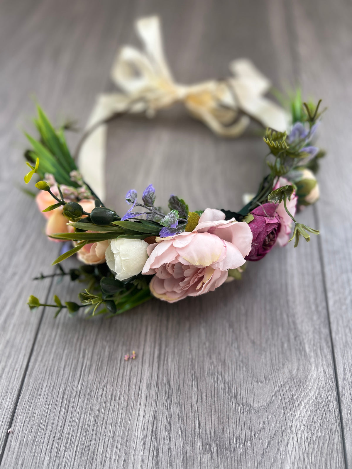 Pink &amp; Purple Vintage Peony Flower Crown Hair Garland-Fascinators Direct