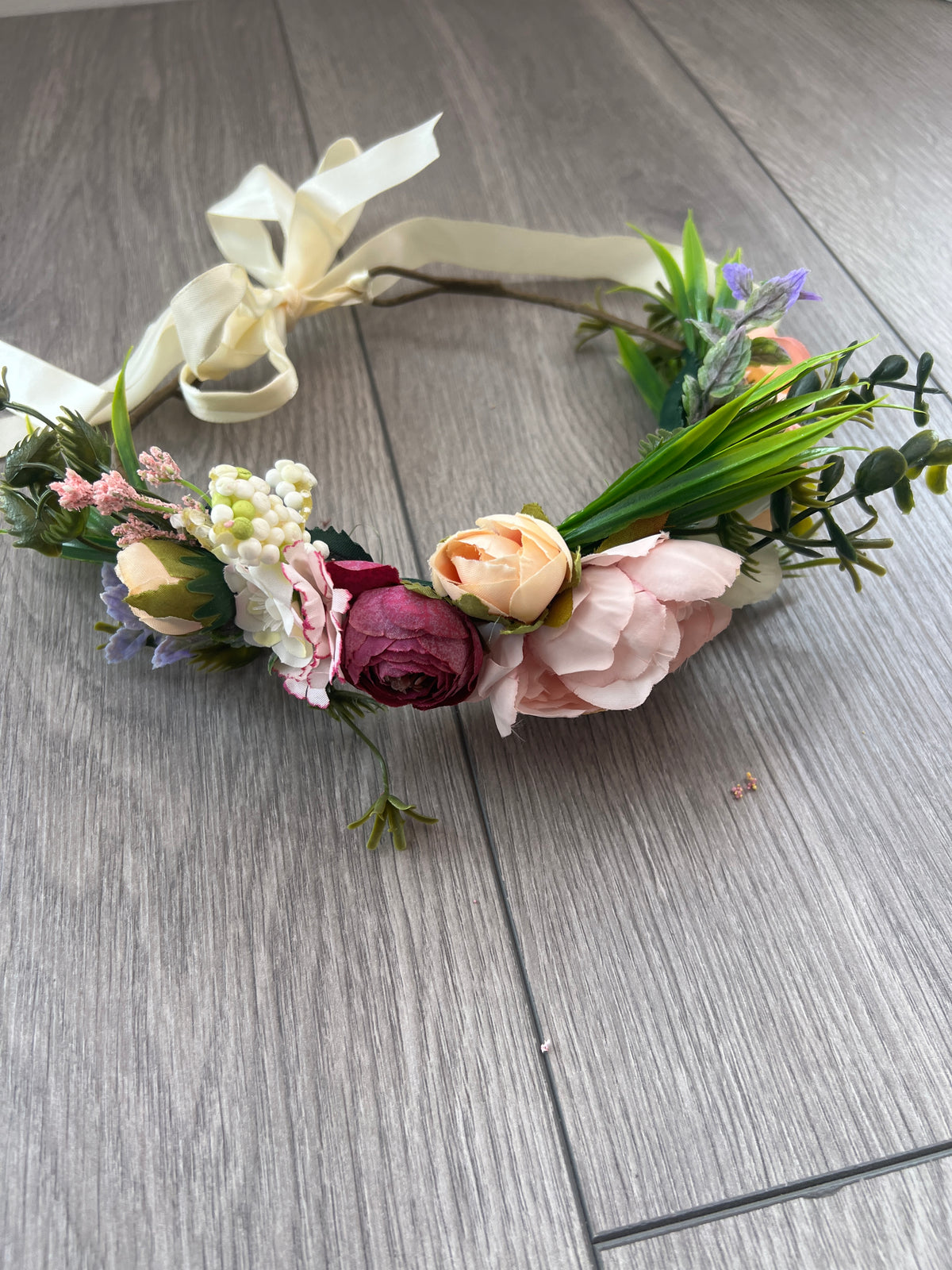 Pink &amp; Purple Vintage Peony Flower Crown Hair Garland-Fascinators Direct