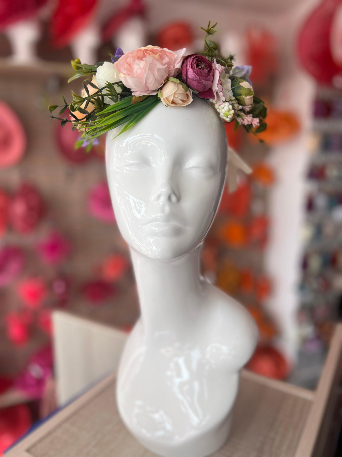 Pink &amp; Purple Vintage Peony Flower Crown Hair Garland-Fascinators Direct