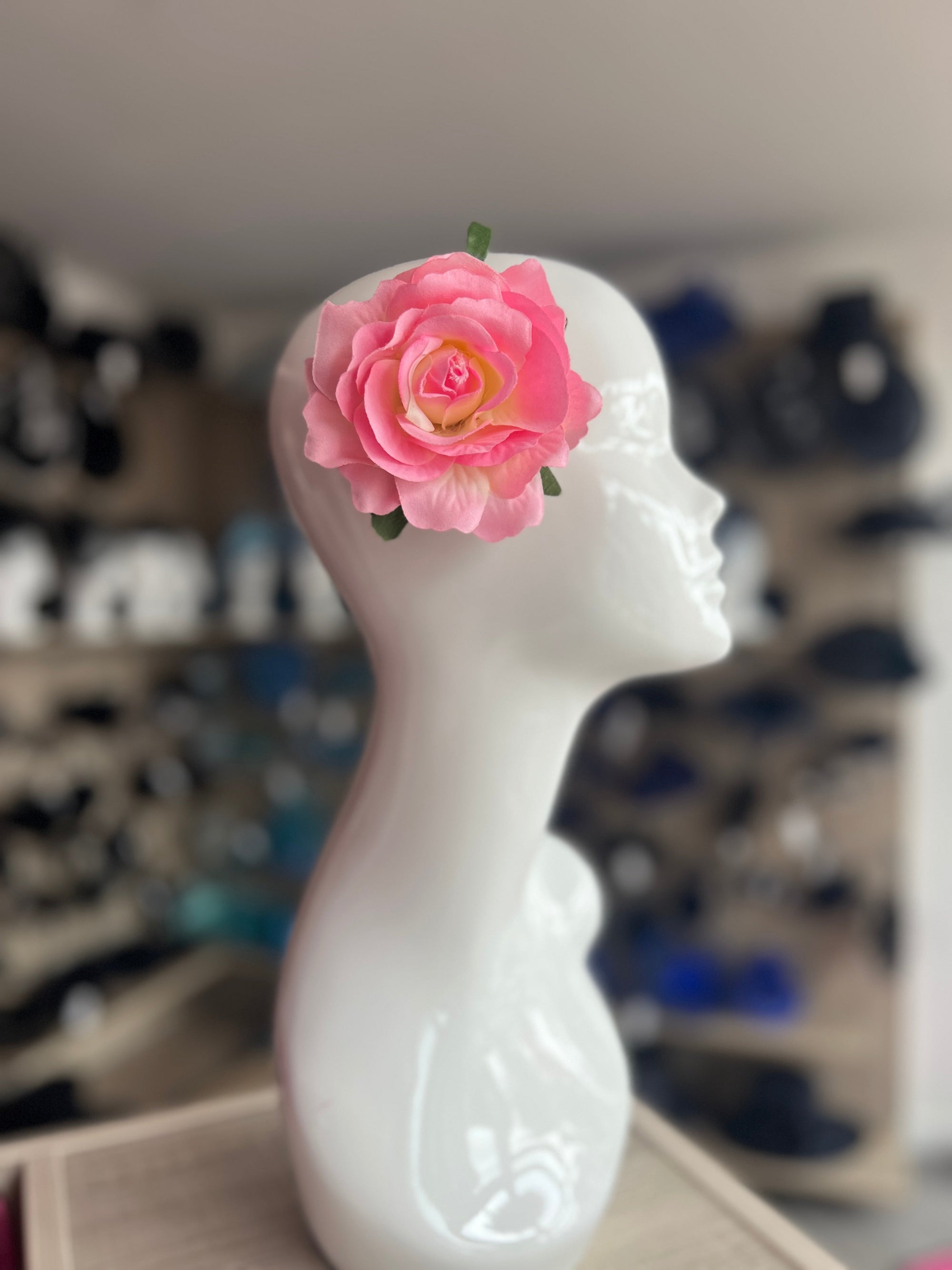 Pink Rose Hair Clip-Fascinators Direct