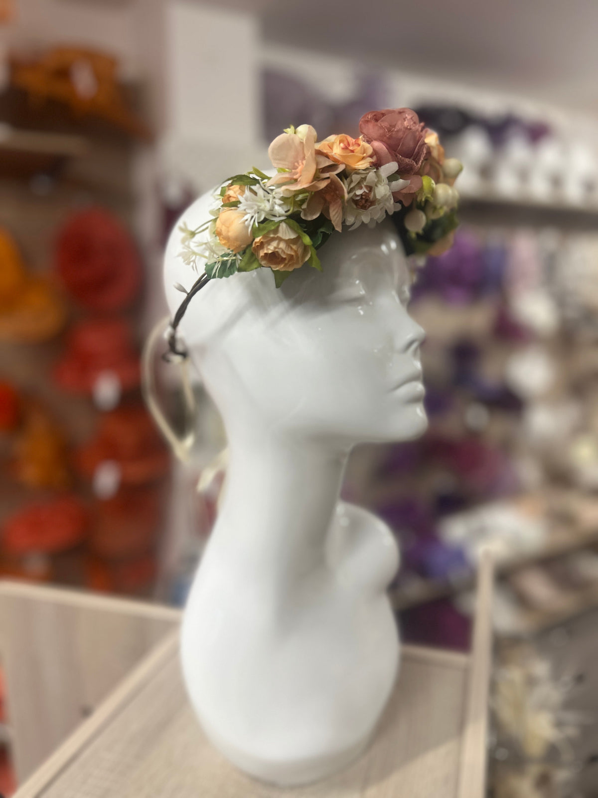 Pink Vintage Rose Flower Crown Hair Garland-Fascinators Direct