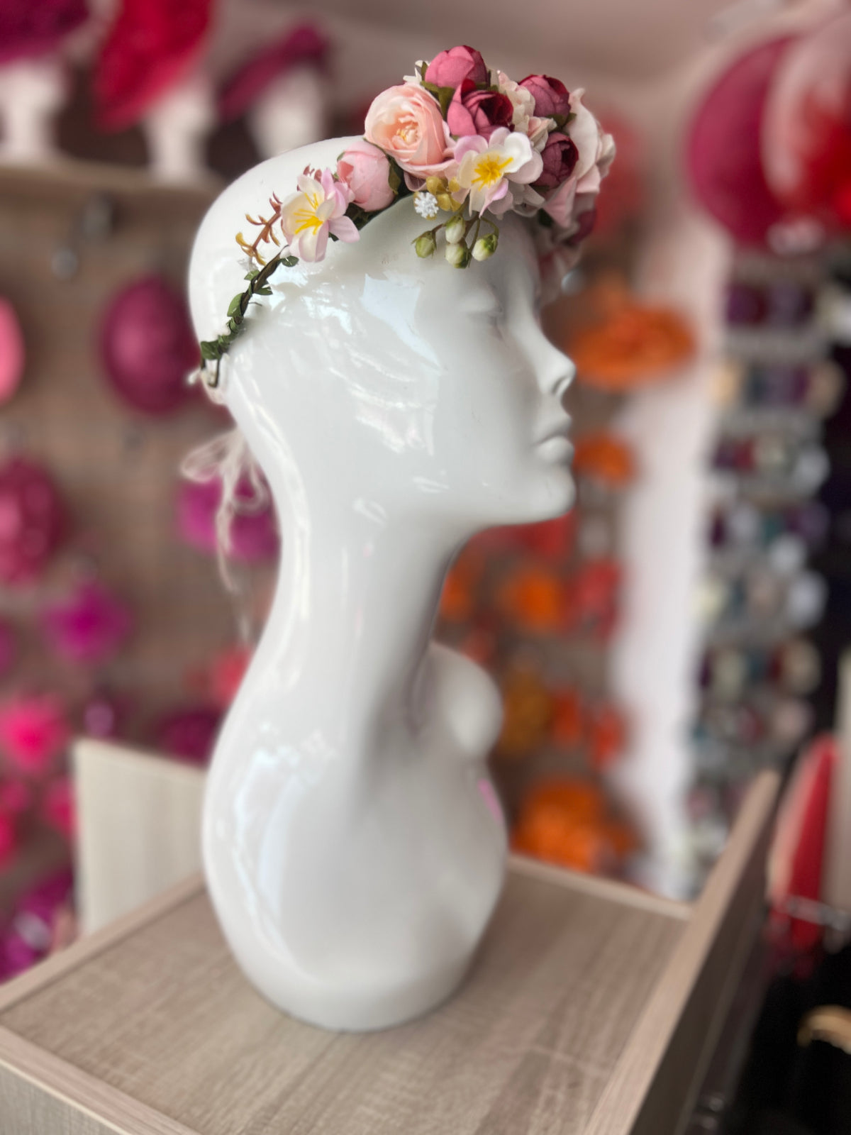 Pink Vintage Rose Flower Crown Hair Garland-Fascinators Direct