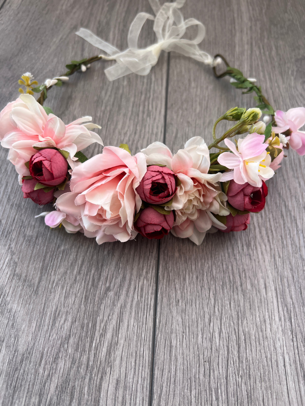 Pink Vintage Rose Flower Crown Hair Garland-Fascinators Direct