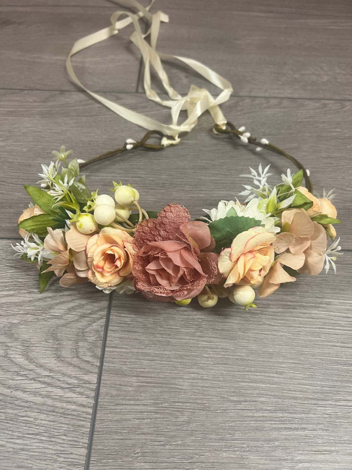 Pink Vintage Rose Flower Crown Hair Garland-Fascinators Direct