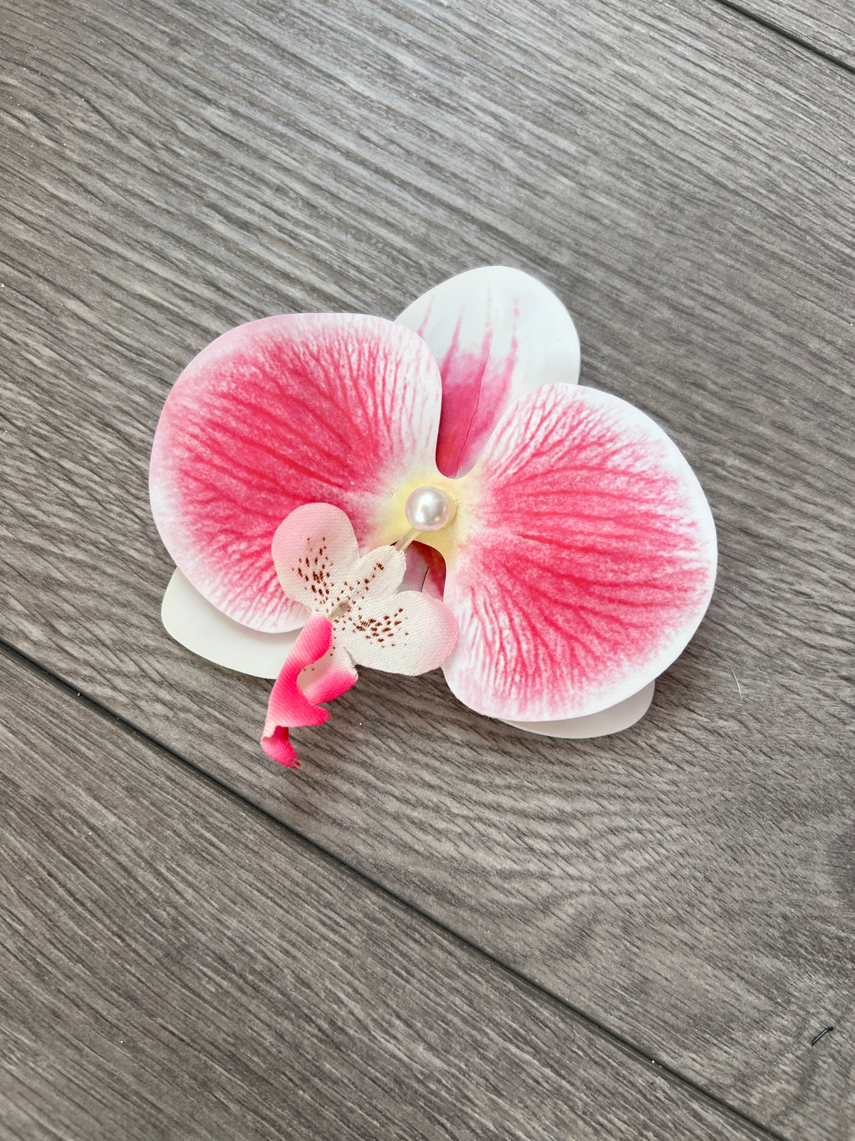 Pink &amp; White Orchid Hair Clip-Fascinators Direct