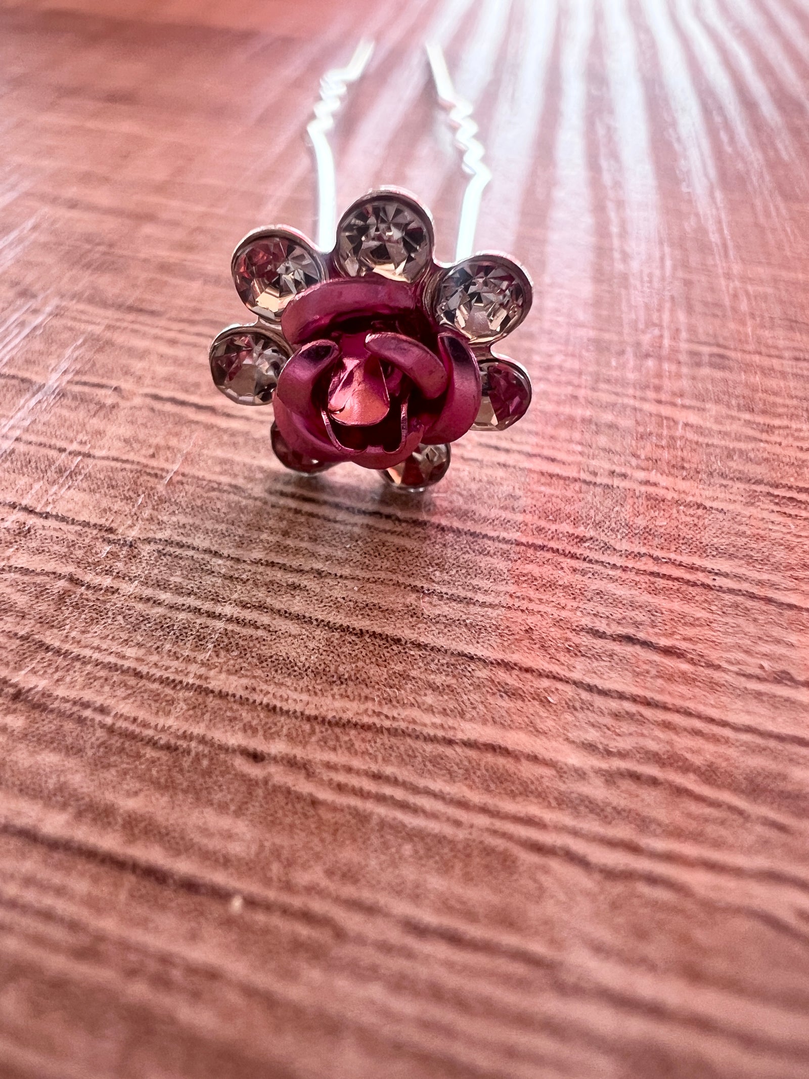 Pink flower Hair Pins X 9-Fascinators Direct