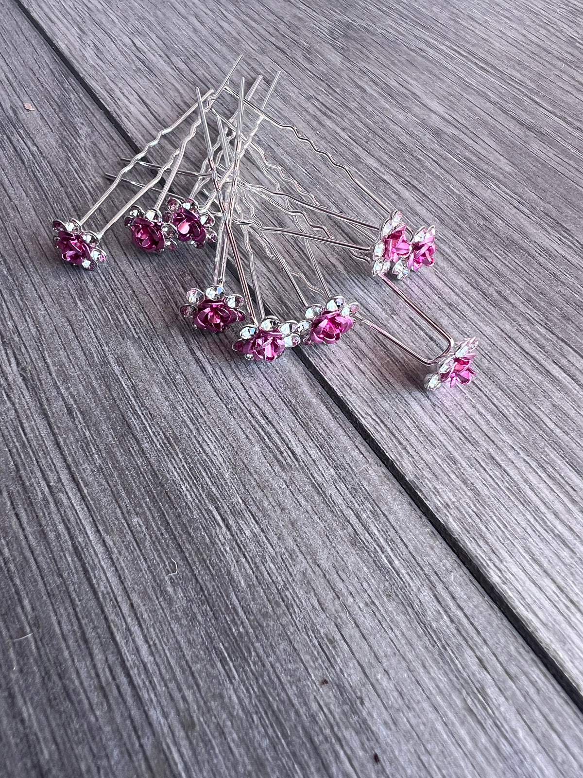 Pink flower Hair Pins X 9-Fascinators Direct
