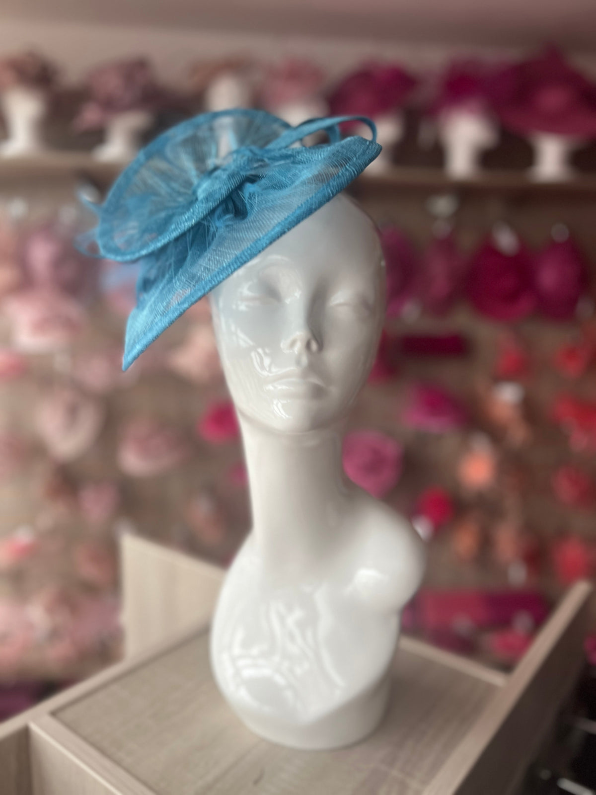 Pleated Azure Headband Fascinator with Wispy Feathers-Fascinators Direct
