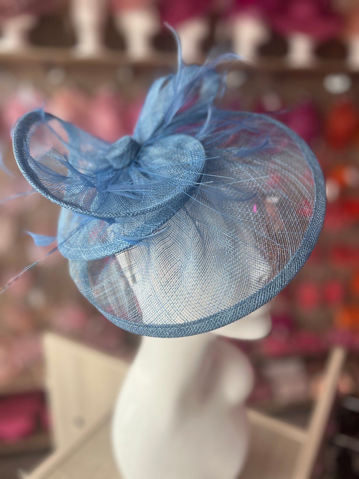 Pleated Bluebell Headband Fascinator with Wispy Feathers-Fascinators Direct