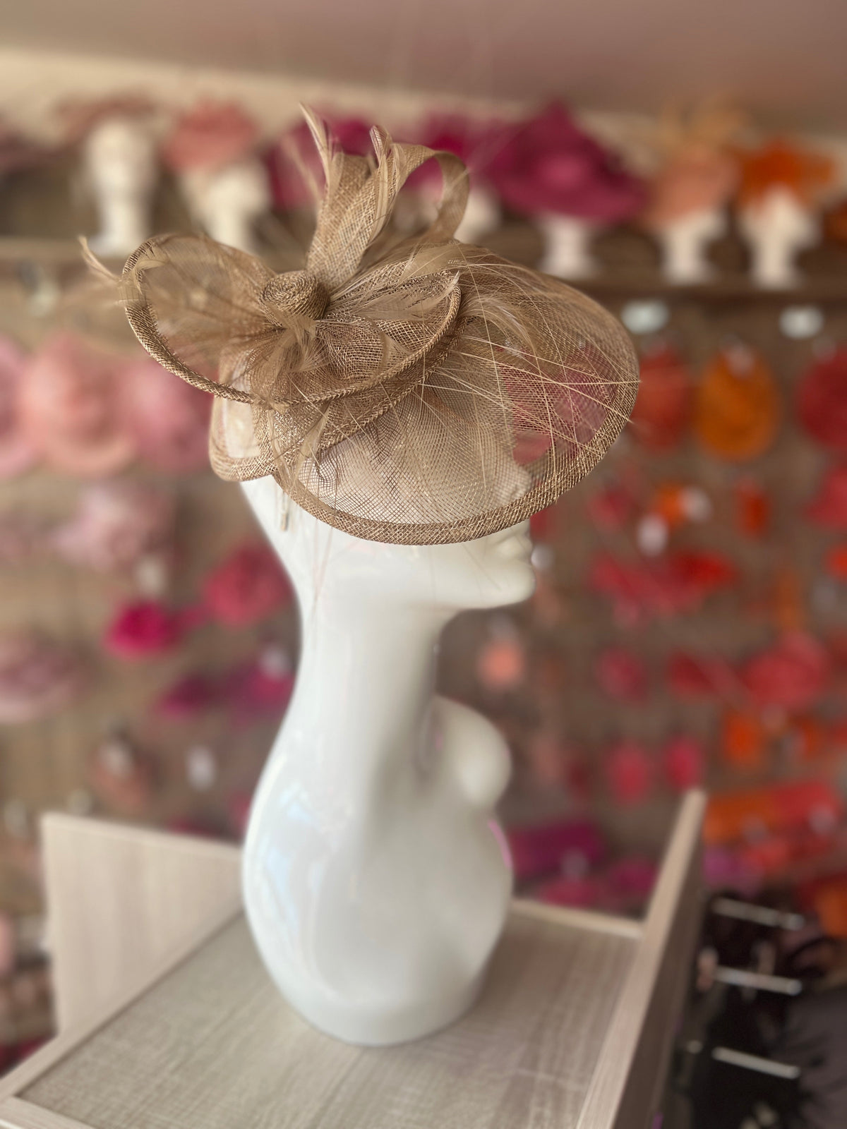 Pleated Bronze Headband Fascinator with Wispy Feathers-Fascinators Direct