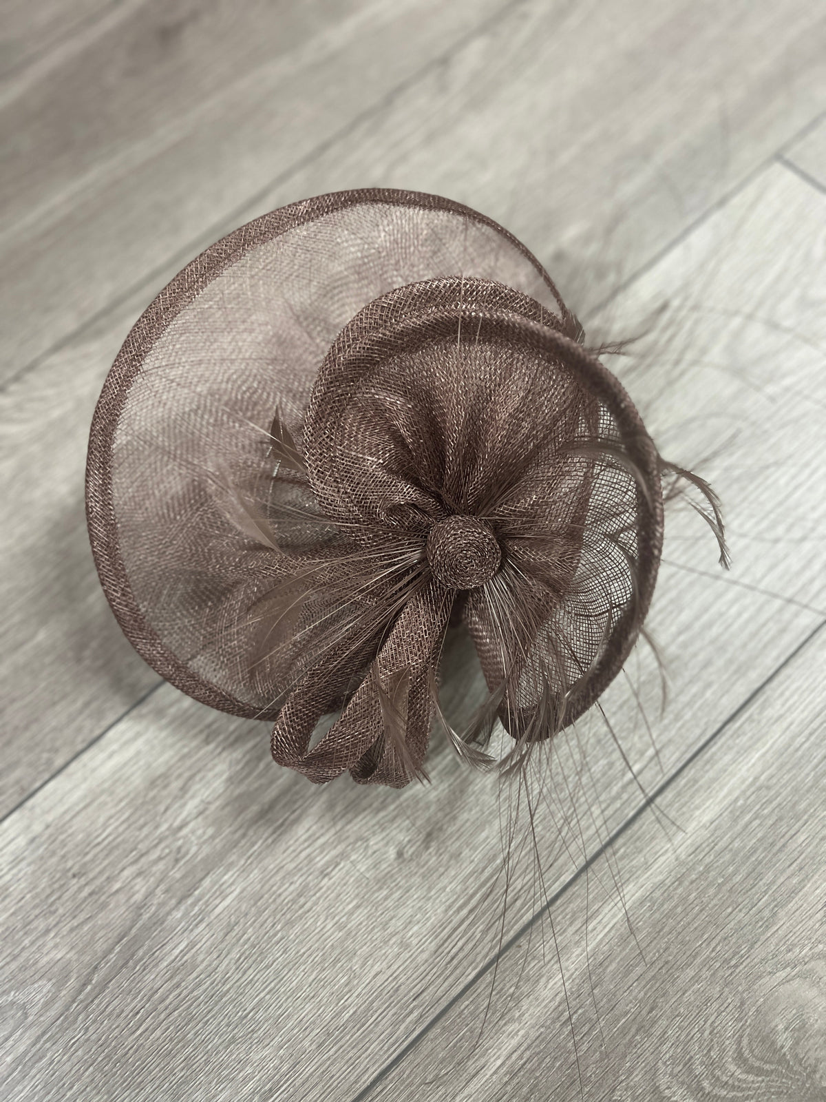 Pleated Brown Headband Fascinator with Wispy Feathers-Fascinators Direct