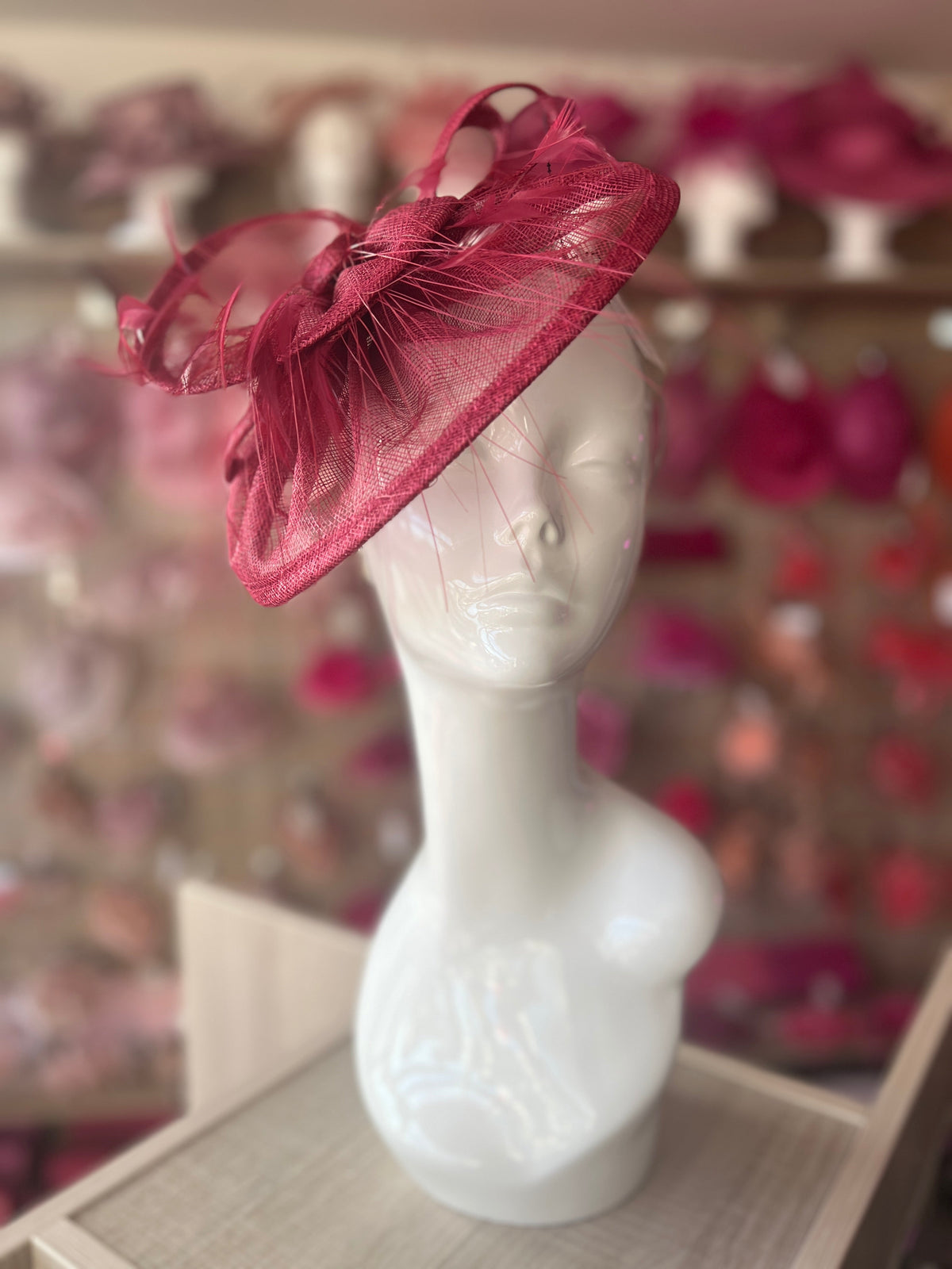 Pleated Burgundy Headband Fascinator with Wispy Feathers-Fascinators Direct